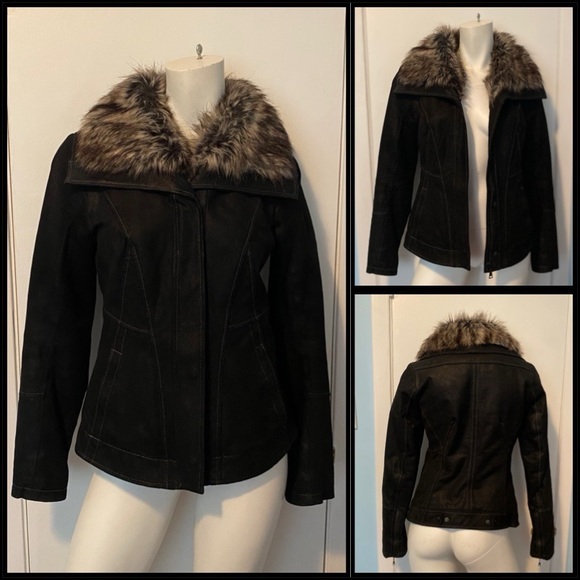 Danier Jackets & Blazers - Suede Genuine Leather Thinsulate Winter Coat with Faux Fur collar